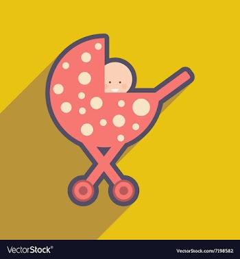 Modern flat icon with long shadow baby in stroller vector image