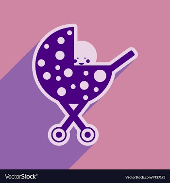 Modern flat icon with long shadow baby in stroller vector image