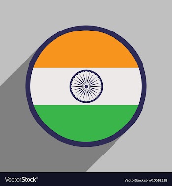 Modern flat icon with long shadow flag of India vector image