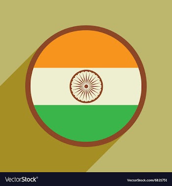Modern flat icon with long shadow flag of India vector image