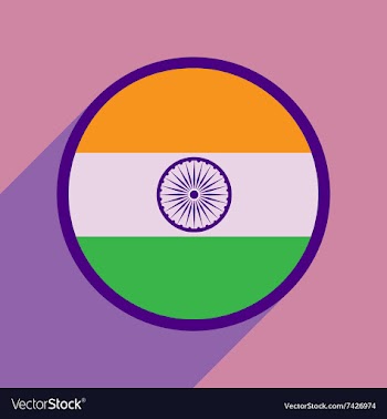 Modern flat icon with long shadow flag of India vector image