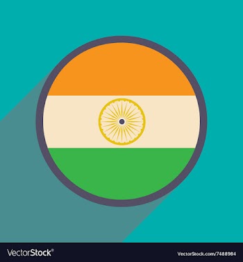 Modern flat icon with long shadow flag of India vector image