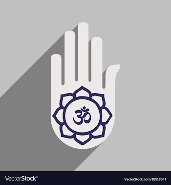 Modern flat icon with long shadow hand sign of om vector image