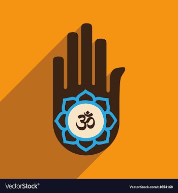 Modern flat icon with long shadow hand sign of om vector image