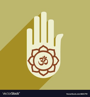 Modern flat icon with long shadow hand sign of om vector image