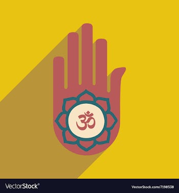 Modern flat icon with long shadow hand sign of om vector image
