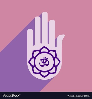 Modern flat icon with long shadow hand sign of om vector image