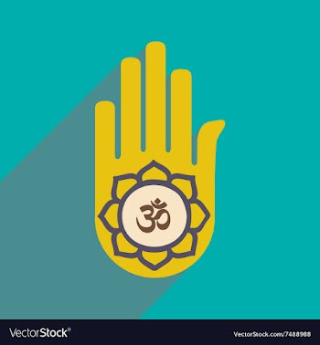 Modern flat icon with long shadow hand sign of om vector image