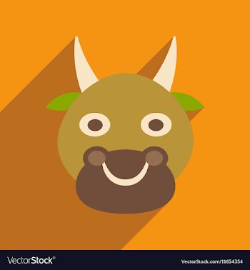 Modern flat icon with long shadow Indian cow vector image