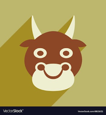 Modern flat icon with long shadow Indian cow vector image