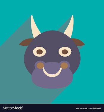 Modern flat icon with long shadow Indian cow vector image