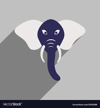 Modern flat icon with long shadow Indian elephant vector image