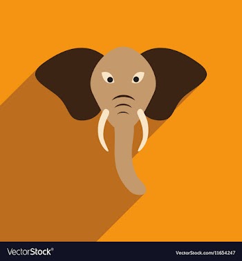 Modern flat icon with long shadow Indian elephant vector image