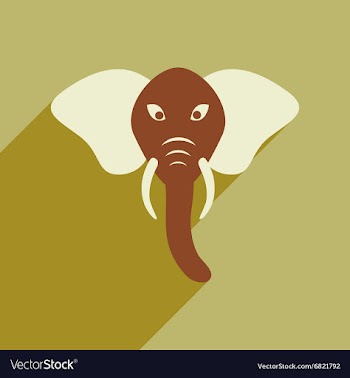 Modern flat icon with long shadow Indian elephant vector image