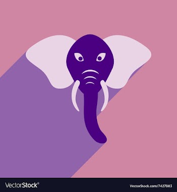 Modern flat icon with long shadow Indian elephant vector image