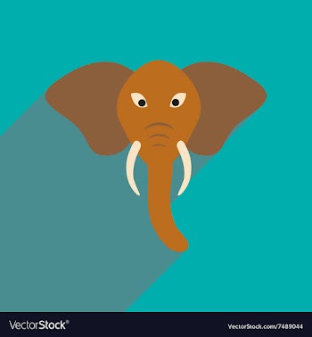 Modern flat icon with long shadow Indian elephant vector image