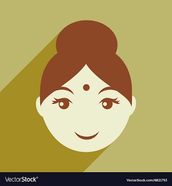 Modern flat icon with long shadow Indian girl vector image