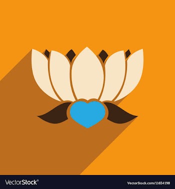 Modern flat icon with long shadow Indian lotus vector image