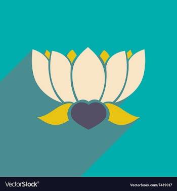 Modern flat icon with long shadow Indian lotus vector image