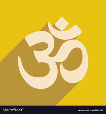 Modern flat icon with long shadow Indian om sign vector image