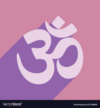 Modern flat icon with long shadow Indian om sign vector image