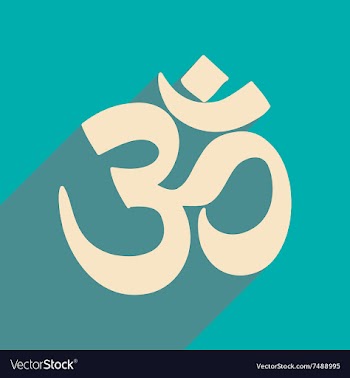 Modern flat icon with long shadow Indian om sign vector image