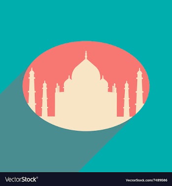 Modern flat icon with long shadow Indian Taj Mahal vector image