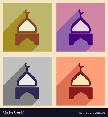 Modern flat icon with long shadow Indian temple vector image