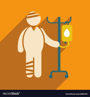 Modern flat icon with long shadow injured patient vector image