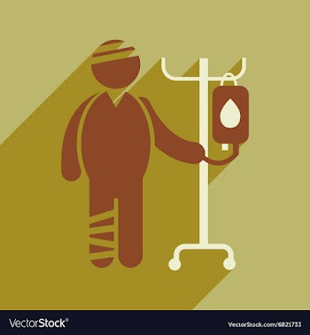 Modern flat icon with long shadow injured patient vector image