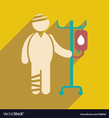 Modern flat icon with long shadow injured patient vector image