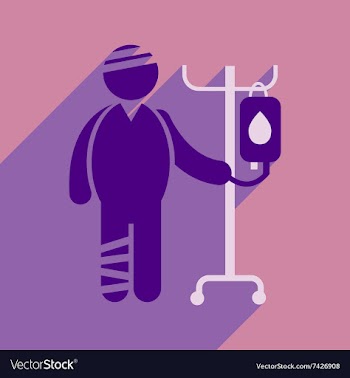 Modern flat icon with long shadow injured patient vector image