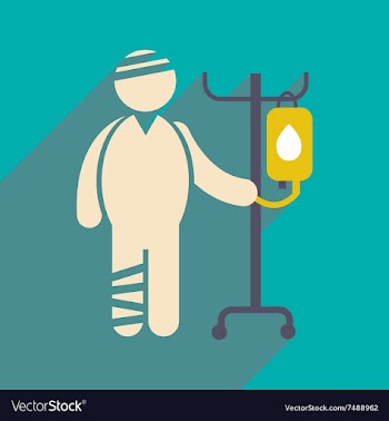 Modern flat icon with long shadow injured patient vector image