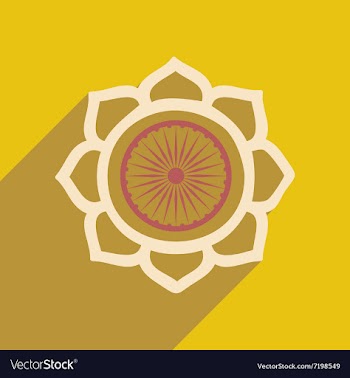 Modern flat icon with long shadow lotus vector image