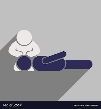 Modern flat icon with long shadow man CPR vector image