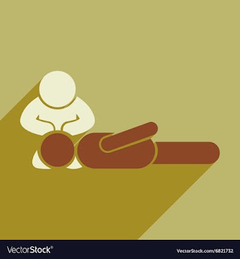 Modern flat icon with long shadow man CPR vector image