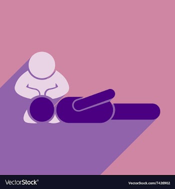 Modern flat icon with long shadow man CPR vector image
