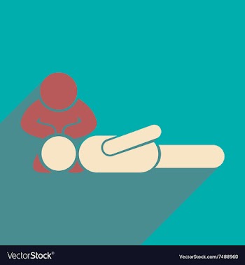 Modern flat icon with long shadow man CPR vector image