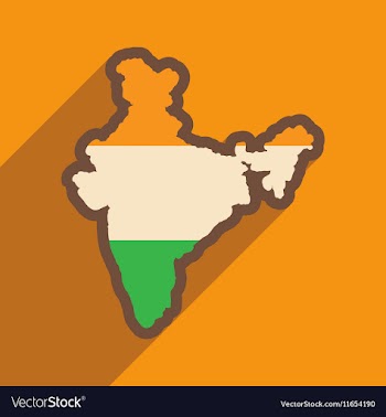 Modern flat icon with long shadow map of India vector image