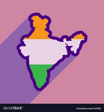 Modern flat icon with long shadow map of India vector image