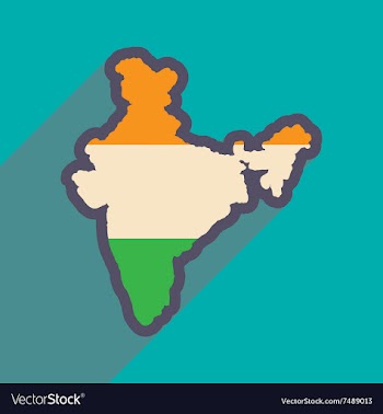 Modern flat icon with long shadow map of India vector image
