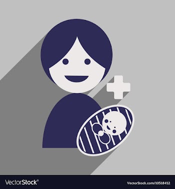 Modern flat icon with long shadow Mother and child vector image