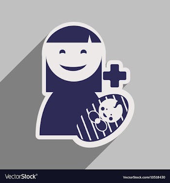 Modern flat icon with long shadow Mother and child vector image