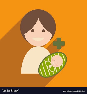 Modern flat icon with long shadow Mother and child vector image