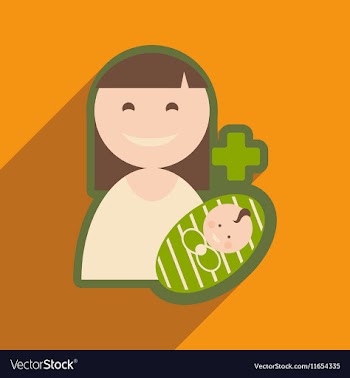 Modern flat icon with long shadow Mother and child vector image