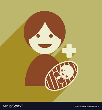 Modern flat icon with long shadow Mother and child vector image