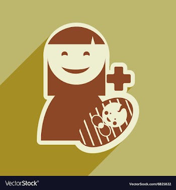 Modern flat icon with long shadow Mother and child vector image