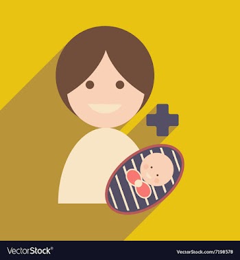 Modern flat icon with long shadow Mother and child vector image