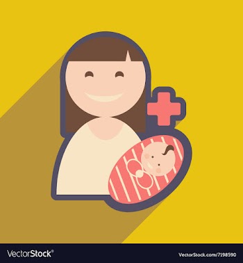 Modern flat icon with long shadow Mother and child vector image