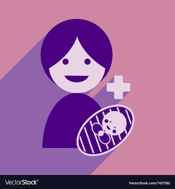 Modern flat icon with long shadow Mother and child vector image